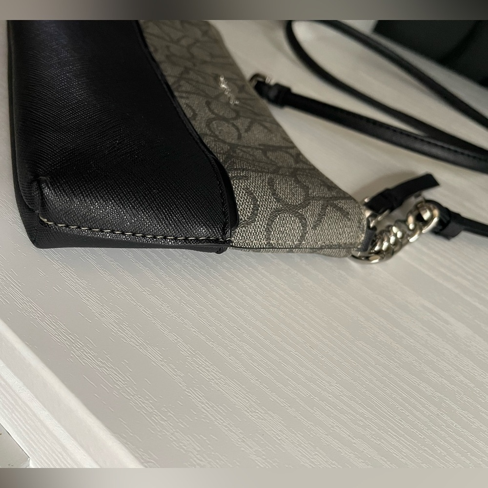 Calvin Klein Monogram Crossbody Bag Black & Gray Logo Shoulder Bag - Picture 8 of 12